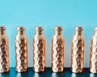 Pure Copper Water Bottle 1 LTR Diamond Pattern, Health Benefits