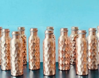 Pure Copper Water Bottle, Diamond Design - 1 Liter