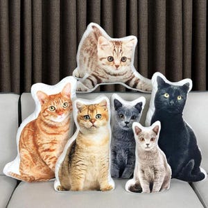 Custom Cat-shaped throw pillow, Personalized cat cushion, Custom pet pillow, Pet portrait pillow, Dog Pillow, Cat Pillow, Pet Memorial Gift