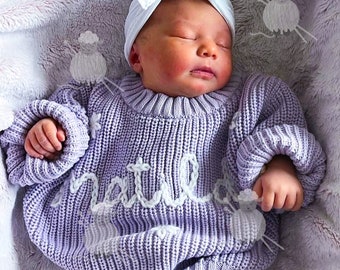 Custom Name Sweater | Hand Embroidered | Custom | Newborn Baby | Name Sweater | Baby Sweater | Baby Shower | Birthday | Best Gift