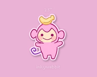 Pink Monkey Sticker - Cute ChiChai Fan Art (2.5 inch)