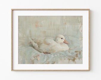 Duck, little adorable duck, Oil on Canvas Painting, Wall Decor Art, Printable wall Art, PRINTABLE Digital Download