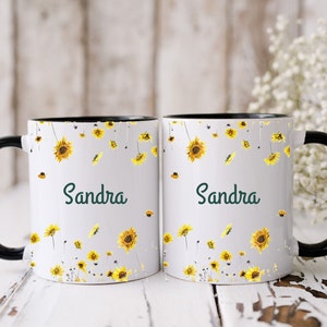 Personalized Sunflower Mug, Custom Name Sunflower Mug, Gift For Her, Mothers Day Personalized gift, For Grandma, Birthday Gift for Auntie