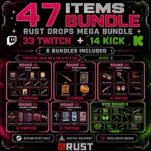 ALL Rust Drops Mega Bundle | Twitch 48-52, Kick 3 (Digital Delivery)