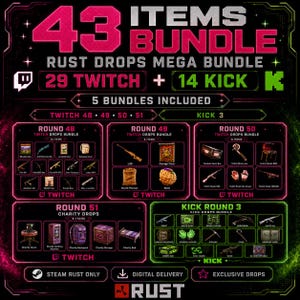 ALL Rust Drops Mega Bundle | Twitch 48-51, Kick 3 (Digital Delivery)