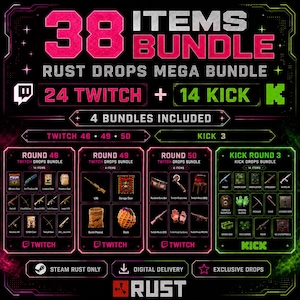 Rustの全ドロップアイテムを詰め合わせたメガバンドル | Twitch 48-50、Kick 3 (デジタル配信)