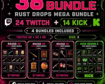 ALL Rust Drops Mega Bundle | Twitch 48-50, Kick 3 (Digital Delivery)