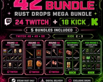 ALL Rust Drops Mega Bundle | Twitch 48-50, Kick 2-3 (Digital Delivery)