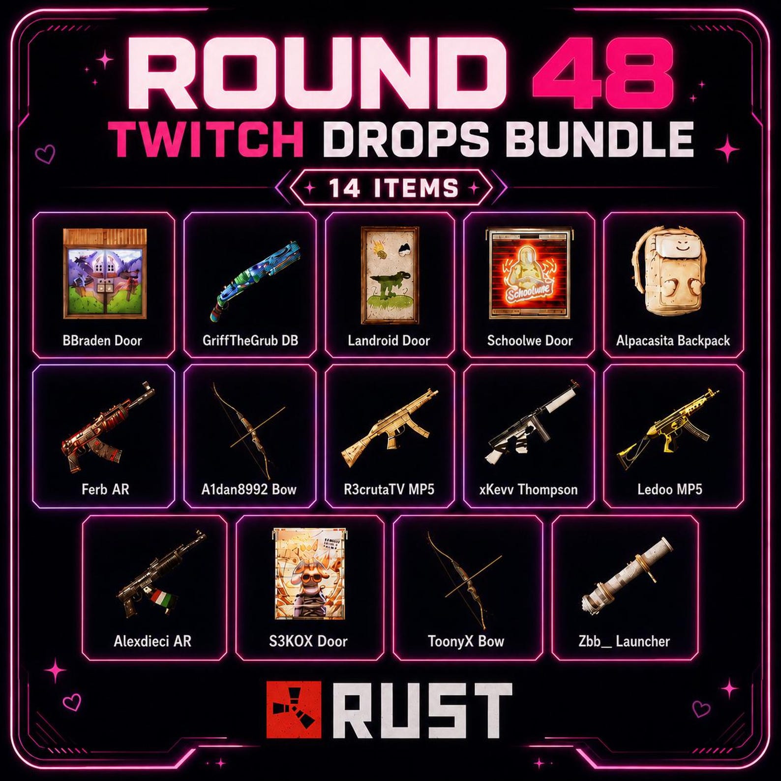 Rust Thunder Bundle ALL Rust Drops Mega Bundle | Twitch 48-50, Kick 3 (digital Delivery ...