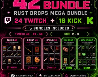 ALL Rust Drops Mega Bundle | Twitch 47-50, Kick 2-3 (Digital Delivery)