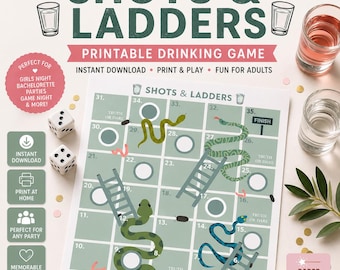 Shots and Ladders Drinking Game, Adult Party PDF, Bachelorette Girls Night (Digital Download)