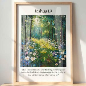 Joshua 1:9 Wall Art, Framed Christian Wall Art For Living Room, Bible Verse Wall Art, Scripture Art, Christian Home Decor, Vintage Wall Art