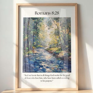 Romans 8:28 Wall Art, Framed Christian Wall Art For Living Room, Bible Verse Art, Scripture Art, Christian Home Decor, Vintage Wall Art