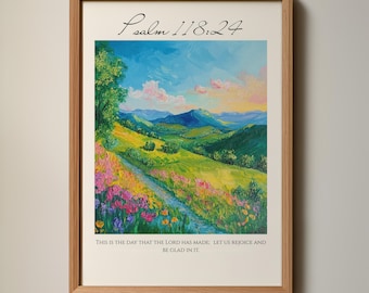 Psalm 118:24 Scripture Wall Art, Bible Verse Christian Home Faith Decor, Printable
