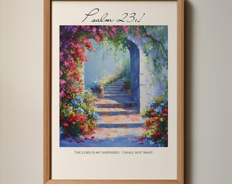 Salmo 23:1 Arte de Arco Floral, Decoração Cristã com Base nas Escrituras (Download Digital)