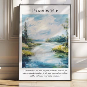 Proverbs 3:5-6 Wall Art, Framed Christian Wall Art For Living Room, Bible Verse Art, Scripture Art, Christian Home Decor, Housewarming Gift