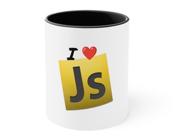 I Love JS Akzent-Tasse 11 Unzen -JSJS Accent Mug | Lustiges Frontend Programmierer Geschenk | Coding Office Tasse