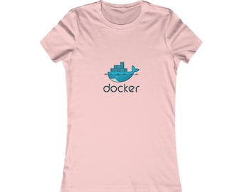 Dames-T-shirt Docker Logo – DevOps Engineer-cadeau | Shirt voor cloud- en containerontwikkelaar | Dames in technisch T-shirt