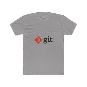 May include: A light gray t-shirt featuring the word "git" in a dark font, with a red and white logo. The shirt is made of a soft material and has a crew neck. The design is centered on the front of the shirt.