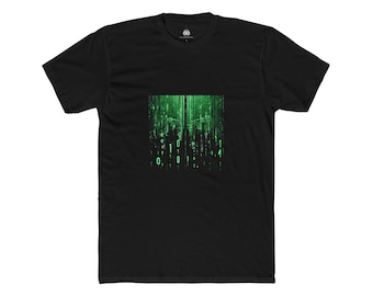 Camiseta verde de código binario: camiseta de programación hacker / camiseta de tecnología ciberpunk / regalo de programador / camiseta unisex Digital Rain