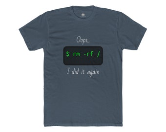 うわっ、またやっちゃった！Linux全削除Tシャツ – 面白いシステム管理者シャツ | DevOps＆プログラマー向けギフト | オタク系コーディングTシャツ