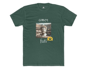 Amor Fati-T-shirt – Marcus Aurelius-shirt met stoïcijnse quote | Filosofiecadeau | Minimalistisch T-shirt met stoïcisme