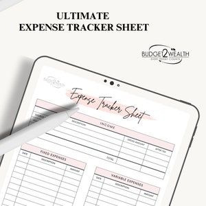 White Pink Simple Expense Tracker Planner, Expense Tracker, Spending Tracker, Expense Log, Purchase Log.