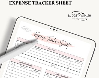 White Pink Simple Expense Tracker Planner, Expense Tracker, Spending Tracker, Expense Log, Purchase Log.