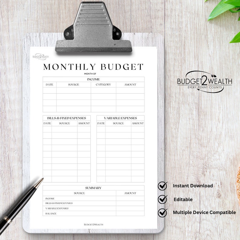 Finance Tracker Monthly Budget Template, Budget Tracker Printable ...