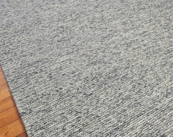Handwoven Braided Wool Rug, Neutral Scandinavian Style