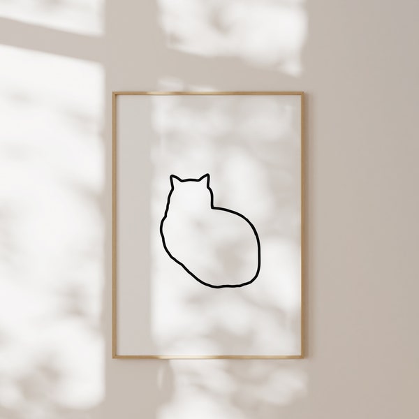 Minimalist Printable cat Wall art, Modern Poster Art, Digital Download, Minimalist Poster, Printable, Simple Wallart, neutraler Druck, Art