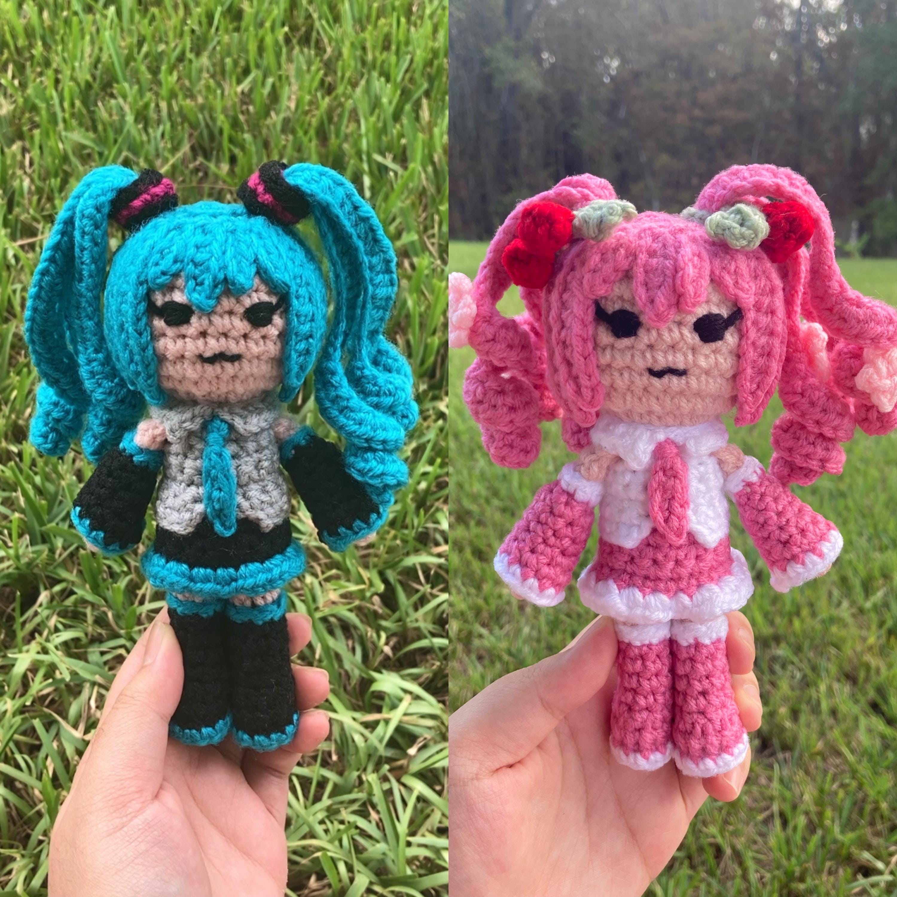 店舗限定 HUMAN MADE CROCHETED HEART 2色セット Hatsune Miku Sakura Miku Crochet Doll Cute Vocaloid - Etsy