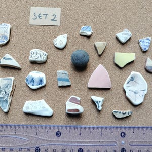 Sea Tumbled Pottery Shards: Solway Firth Mixed Media, 20 Mixed pieces