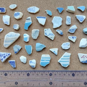 50 Pieces of beautiful Blue Sea Pottery sherds various sizes- Only one set available.