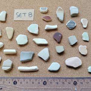 30 Sea Pottery Sherds: Solway Firth Beach Finds, Craft Supplies