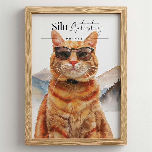 Cute Cat Watercolor Print | Cat Art for Cat Lovers | Gift for Pet Lovers