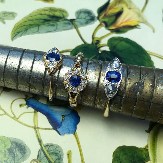 Bridget Antique Sapphire and Diamond Trilogy Enga… - image 5