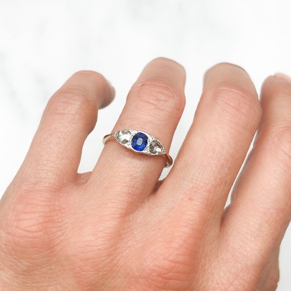 Bridget Antique Sapphire and Diamond Trilogy Enga… - image 1