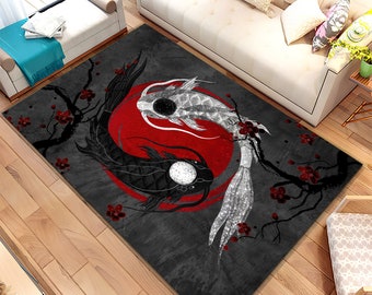 Koi, Koi Fish, Koi YingYang Rug,Colorful Rug, Japanese Coulture,Fish Pattern Rug,Aesthetic Rug,Home Decor Area Rug, Rugs for Living Room