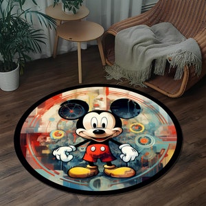 Tapis Mickey Mouse, Tapis coloré, Cadeau pour une fille, Tapis pour enfants, Tapis rond, Tapis personnalisé, Tapis pour chambre de bébé, Carpette, Tapis pour chambre d'enfants, Décoration pour chambre d'enfant, Cadeau pour les enfants image 3