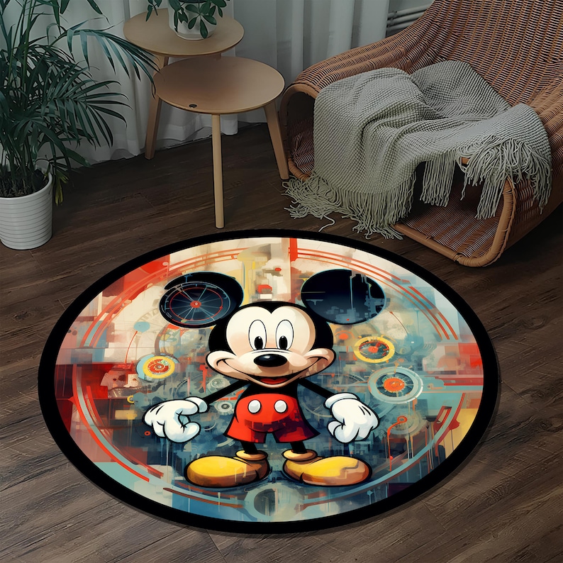 Tapis Mickey Mouse, Tapis coloré, Cadeau pour une fille, Tapis pour enfants, Tapis rond, Tapis personnalisé, Tapis pour chambre de bébé, Carpette, Tapis pour chambre d'enfants, Décoration pour chambre d'enfant, Cadeau pour les enfants image 3