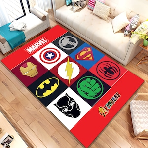 Marvel,Marvel Logos Rug,Movie Rug,Fantastic Rug,Movie Decor,Colorful Rug,Hypebeast Rug,Unique Rug,Area Rug,Kids Room Rug,Gifts For Him