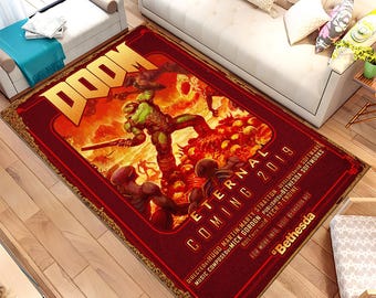 Doom Rug, Video Game Rug, Gamer Rug, Fear Rug,Skull Rug,Skeleton Rug,Black and Red Rug,Young Room Decor,Fantastic Rug,Popular Rug,Modern Rug