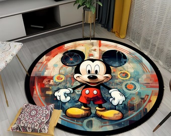 Tapis Mickey Mouse, Tapis coloré, Cadeau pour une fille, Tapis pour enfants, Tapis rond, Tapis personnalisé, Tapis pour chambre de bébé, Carpette, Tapis pour chambre d'enfants, Décoration pour chambre d'enfant, Cadeau pour les enfants