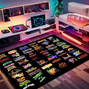 Retro Games Rug,Game Rug,Gaming Rug,Colorful Rug,Play Room Rug,Game Decor,Custom Rug,Retro Gaming,Arcade Game Rug, Area Rug, Gaming Gifts