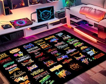 Retro Games Rug,Game Rug,Gaming Rug,Colorful Rug,Play Room Rug,Game Decor,Custom Rug,Retro Gaming,Arcade Game Rug, Area Rug, Gaming Gifts