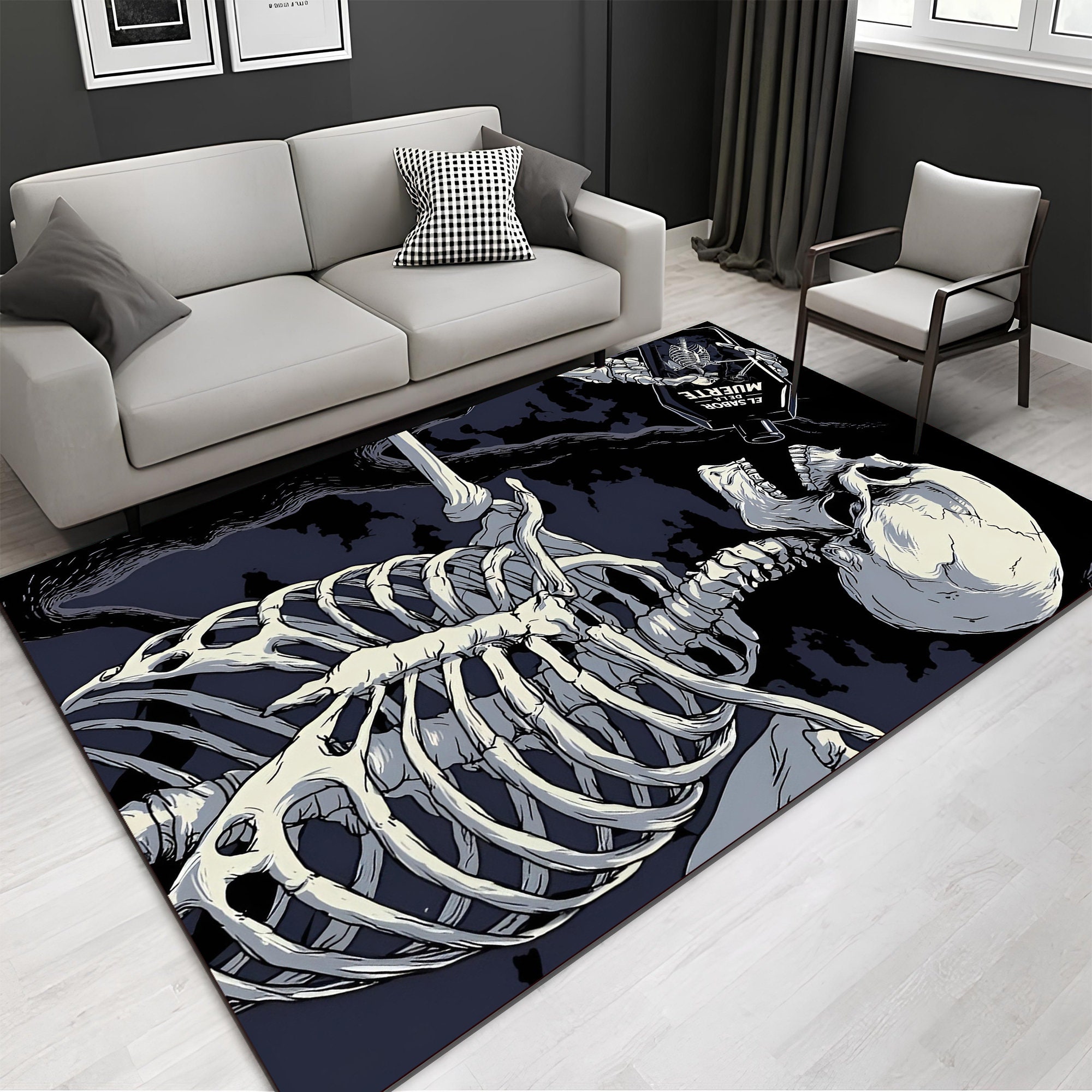 Discover Skull Rug,Skeleton Rug,Alcoholic Rug,Art Rug,Minimalist Rug,Horror Decor,Gothic Rug,Fear Rug,Unique Rug,Area Rug,Boys Room Rug,Gifts For Him