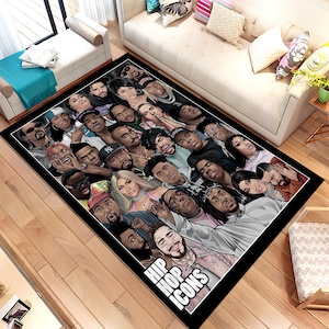 Hiphop Rug,Legends Rug,Rappers Rug,Music Rug,Music Decor,Music Room Rug,Rap Stars Collage Rug,Awesome Rug,Unique Rug,Area Rug,Gifts for Him