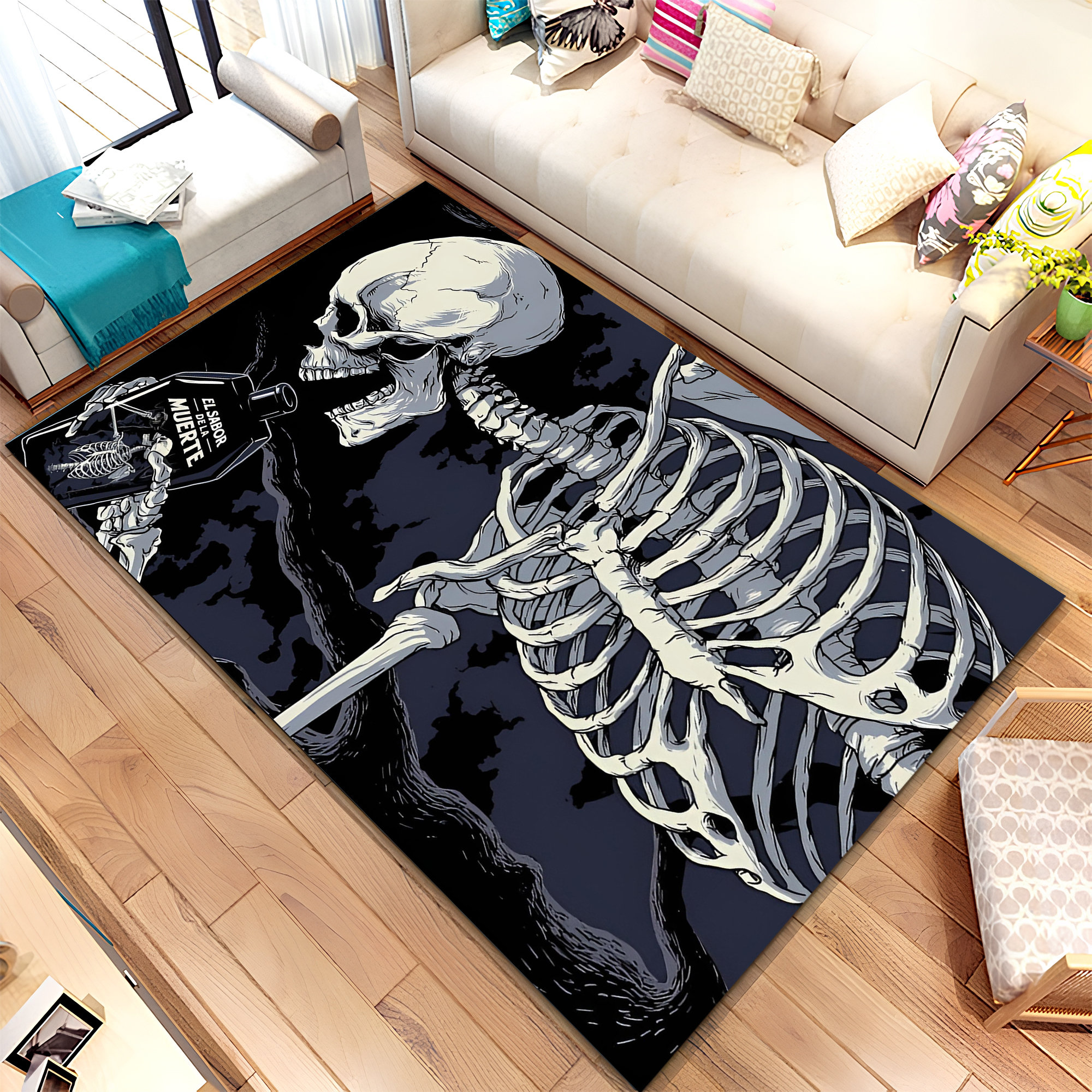 Discover Skull Rug,Skeleton Rug,Alcoholic Rug,Art Rug,Minimalist Rug,Horror Decor,Gothic Rug,Fear Rug,Unique Rug,Area Rug,Boys Room Rug,Gifts For Him