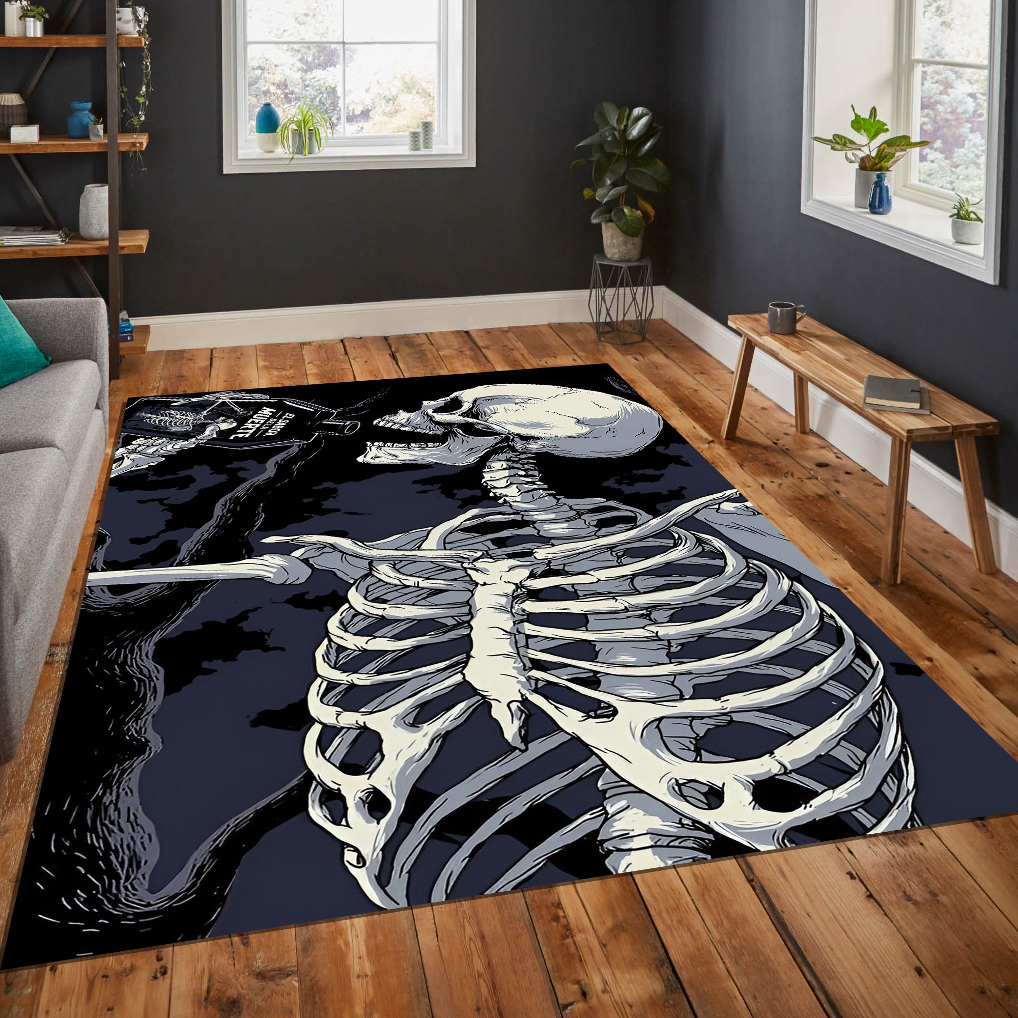 Discover Skull Rug,Skeleton Rug,Alcoholic Rug,Art Rug,Minimalist Rug,Horror Decor,Gothic Rug,Fear Rug,Unique Rug,Area Rug,Boys Room Rug,Gifts For Him